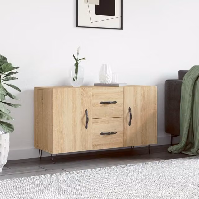 Berkfield Home Modern Sideboard in Brown Sonoma Oak, W/D/H: 100 x 36 x 60 cm