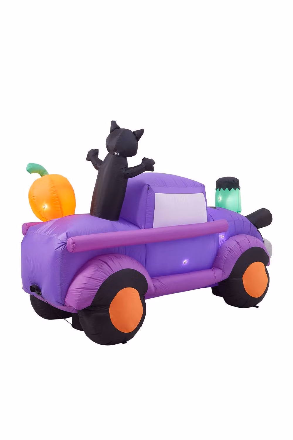 Garden Sanctuary 5ft Halloween Inflatable Witch Car with Jack-o'-lantern LEDs in Purple, Height: 152.4 cm – 3