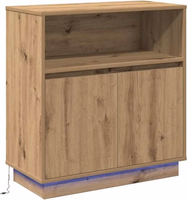 Berkfield Home Artisan Oak Sideboard with Integrated LED Lighting, Brown, W/D/H: 75 x 35 x 71 cm