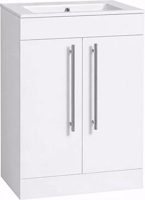 PAWNORA Modern Glossy White Freestanding Bathroom Vanity Unit