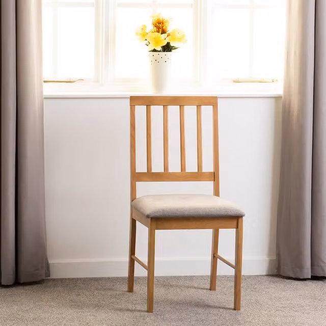 Seconique Austin Modern Dining Chairs (Pair) in Grey Fabric and Wood