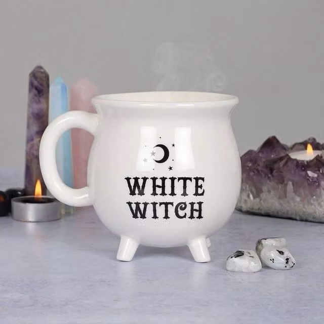 Uniqueful White Witch Cauldron Ceramic Mug, 1000 ml