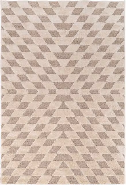 Kukoon Modern Diamond Geometric Living Area Rug in Silver, Grey and Beige, W: 160 cm, D: 230 cm