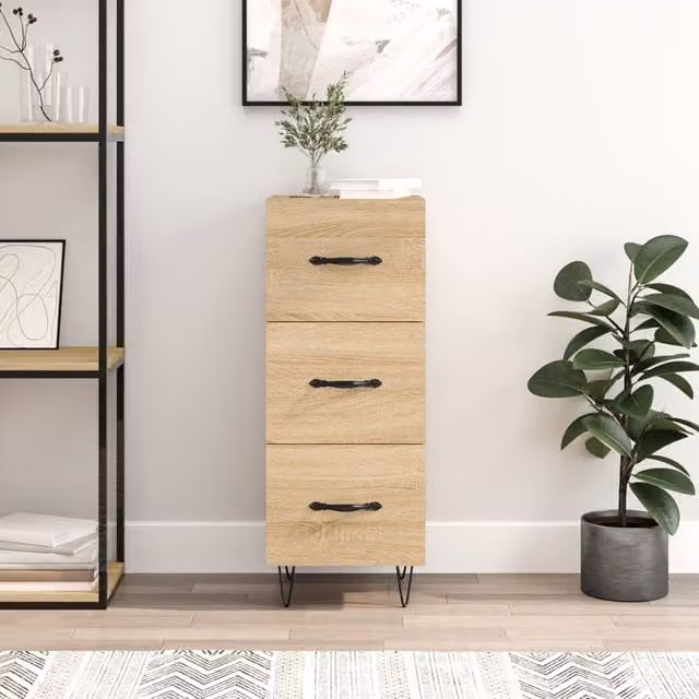 Berkfield Home Sonoma Oak Sideboard in Brown, W/D/H: 34.5 x 34.5 x 90 cm