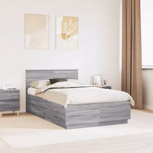 Berkfield Home Grey Sonoma Bed Frame in Engineered Wood W/D/H: 120 x 190 cm