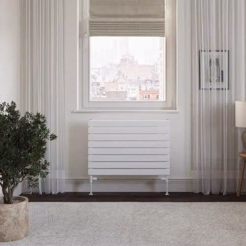 UK Radiators Typhoon Axis White Horizontal Double Panel Designer Radiator W: 80 cm, H: 54.4 cm – 2