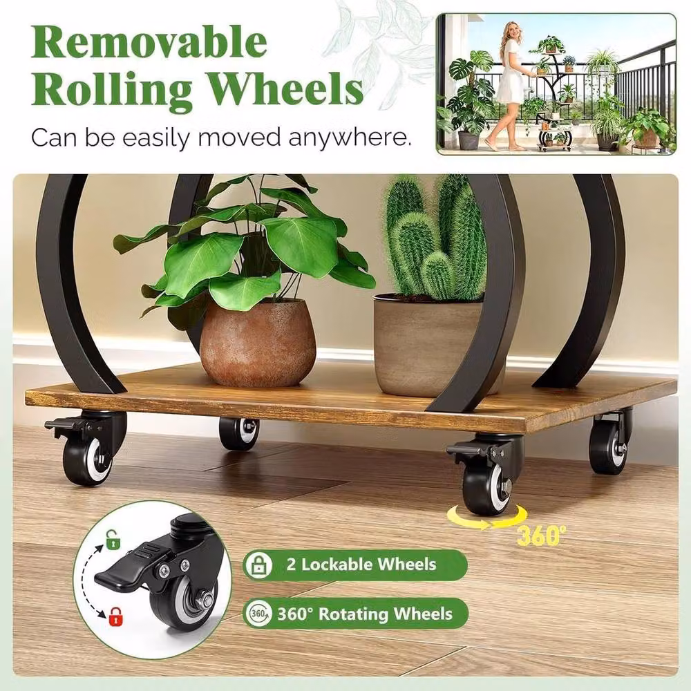 EONLION Plant Display Stand Flower Pot Shelf Rack with Grow Light and Wheels in Matt White, Pink or Purple – 3
