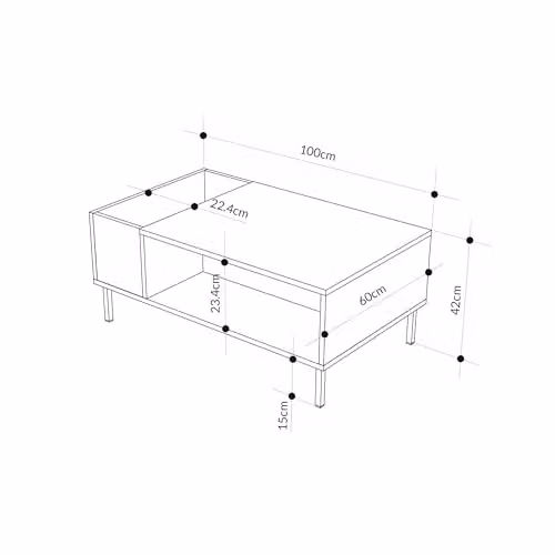 Decortie Vena Modern Rectangular Coffee Table in Green, W/D/H: 60 x 20 x 42 cm – 2