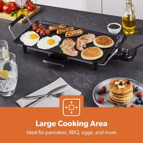 Geepas Electric Teppanyaki Table Top Grill and Griddle with Non-Stick Coating and Adjustable Thermostat, Black – 3