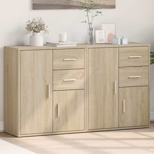 Berkfield Home Set of 2 Sonoma Oak Sideboards in Natural, W/D/H: 60 x 31 x 70 cm – 1
