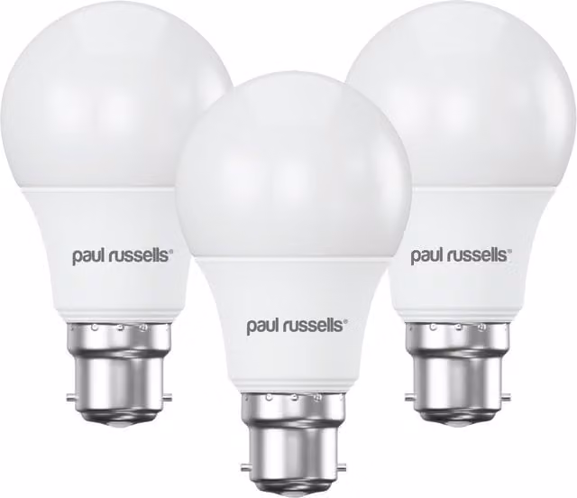 Paul Russells 9W LED B22 Globe Bulb, Cool White, Pack of 3