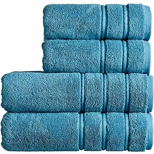 Christy Antalya 4 Piece Luxury Turkish Cotton Towel Set in Petrol Blue, 600GSM