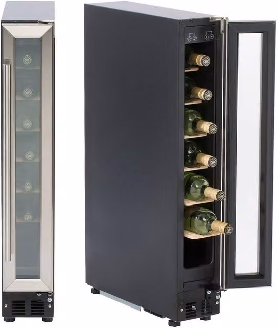 SIA WC15SS Silver Undercounter Wine Cooler Fridge with 22L Capacity and LED Interior Light