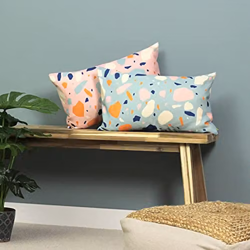 Furn Terra Abstract Print Pink Rectangular Cushion with Recycled Polyester Filling – 3