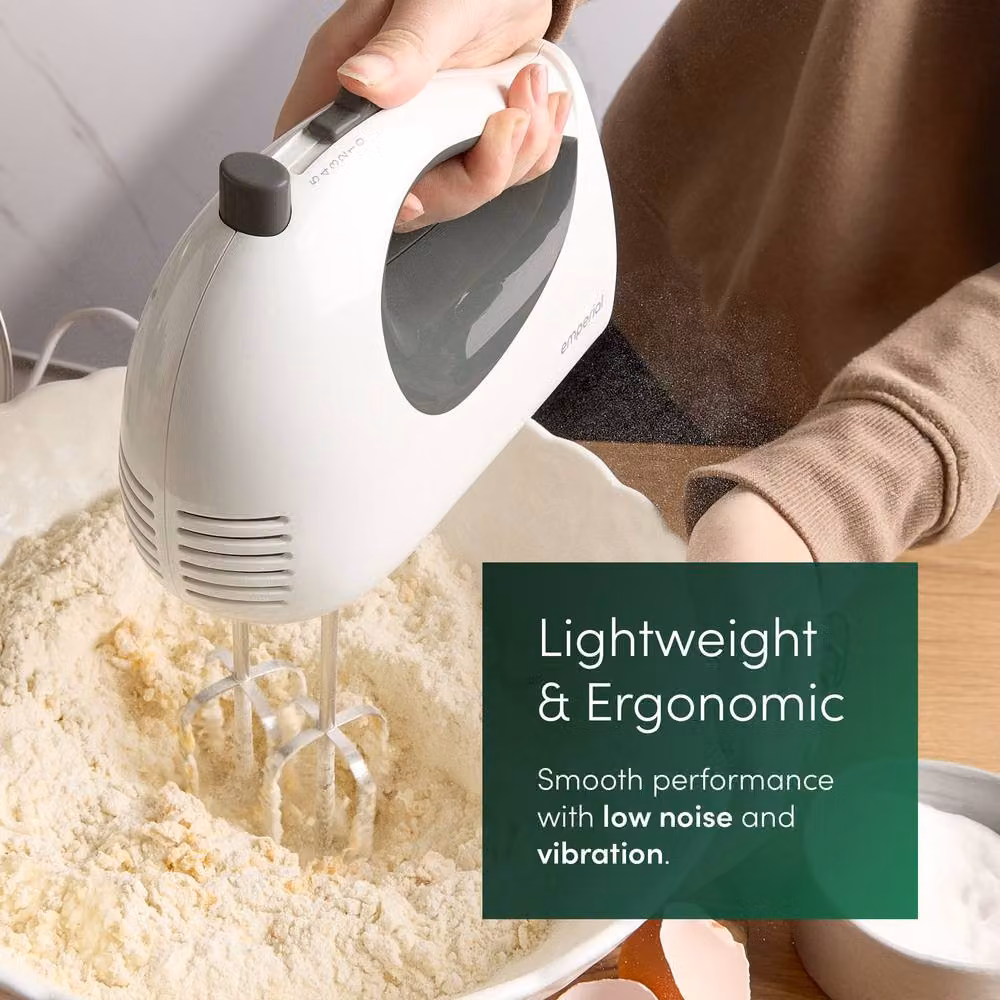Emperial Electric Hand Mixer and Whisk with 5 Speeds and Attachments, White – 7