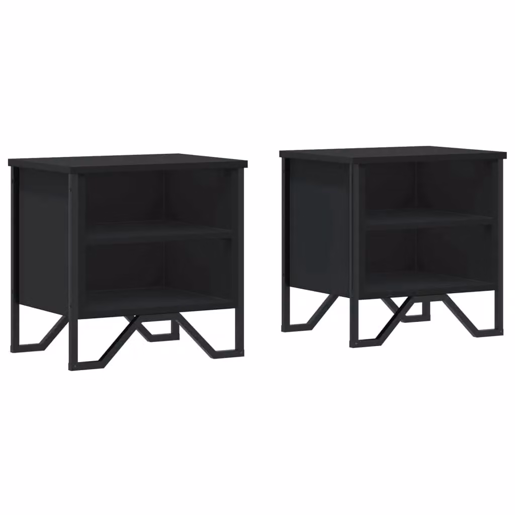 Berkfield Home Set of 2 Black Bedside Cabinets, W/D/H: 40 x 30 x 40 cm – 2