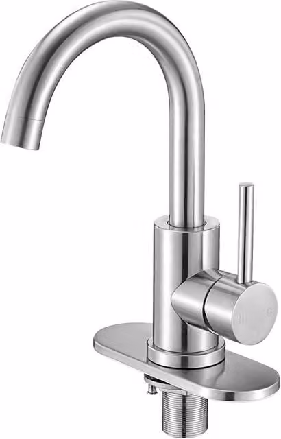 VEVOR Brushed Nickel Single Lever Sink Faucet in Silver with Anti-Splash Aerator and Water Saving Feature