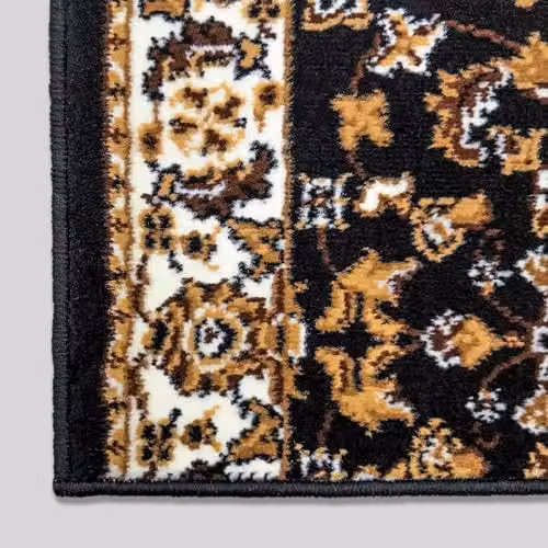 runrug Persian Stair Runner Carpet in Black, W: 60 cm, L: 510 cm – 4