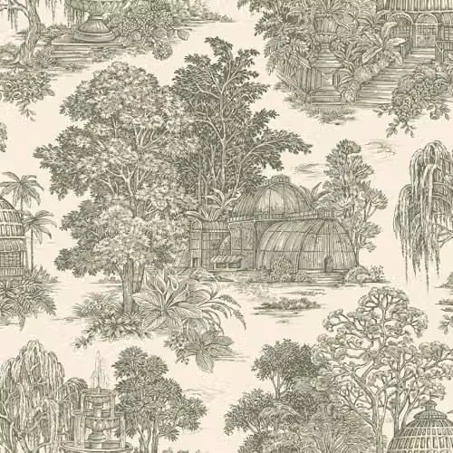Holden Decor Osterley Vintage Inspired Toile Lush Botanical Wallpaper in Green – 1