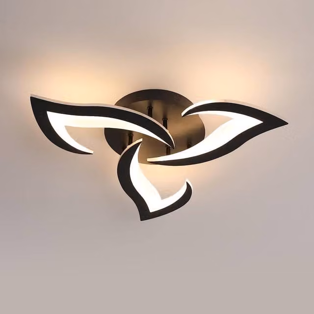 Pheashine Modern Acrylic LED Ceiling Light in Black with Warm White 3000K Light