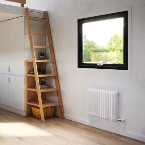 UK Radiators Alpha 600W White 3 Column Electric Horizontal Traditional Cast-Iron Style Radiator with WiFi App Control, H: 50 cm, W: 59.9 cm – 2