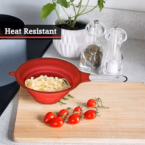 Orsina Red Silicone Zing Collapsible Colander with Handles, W/D/H: 26 x 11 x 5 cm – 4