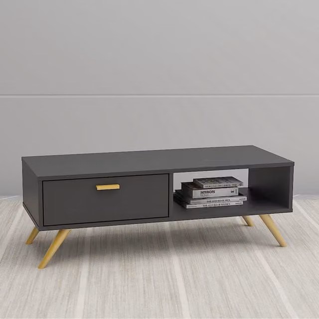 Kidsaw LV19 Minimalist Rectangular Coffee Table in Grey and Gold