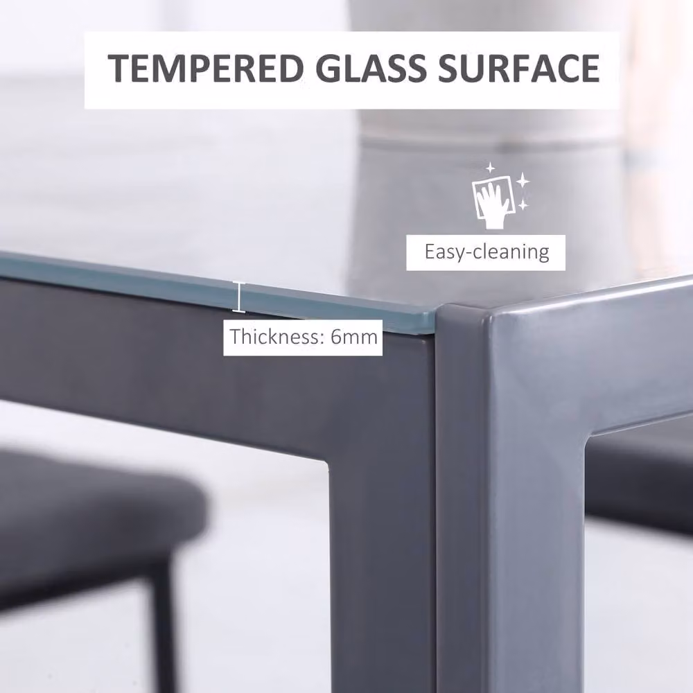 Wyld Haus Conona Square Glass Dining Table, Grey, W/D/H: 75 x 75 x 75 cm – 4