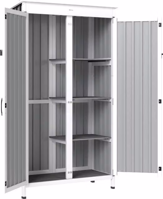 Outsunny Outdoor Storage Cabinet with Removable Shelves and Asphalt Roof, White and Black, W/D/H: 90.0 x 43.0 x 166.0 cm – 1