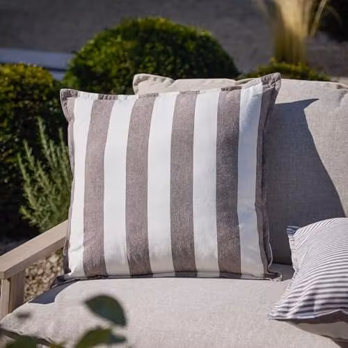 Yard Striped Cotton Outdoor Square Cushion in Brown, W/D/H: 50 x 50 x 50 cm – 6