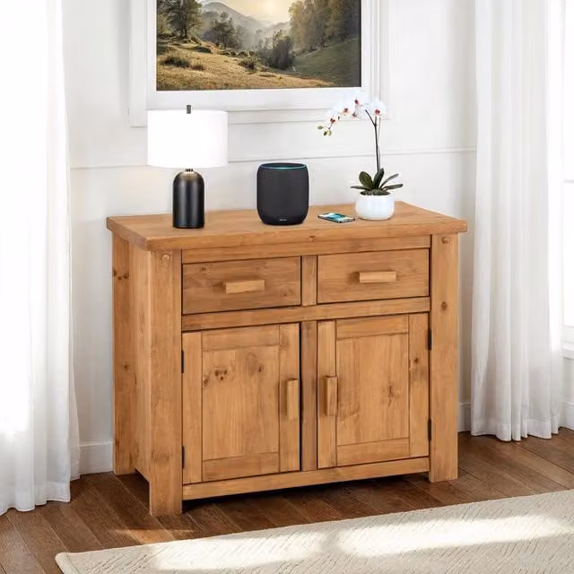 Seconique Tortilla Modern Pine Sideboard with 2 Drawers and 2 Doors in Brown