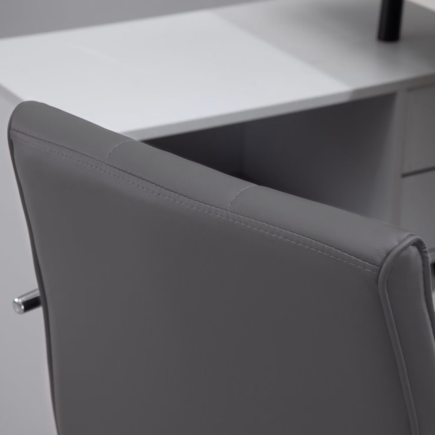 Vinsetto Mid Back PU Leather Swivel Home Office Task Chair with Armrests and Castors, Grey – 5