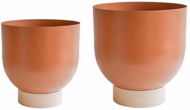 Lemon Pavilion Furniture and Decor Austin Dual Metal Planters (Set of 2) - Orange Mild Steel