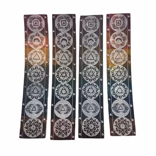 KDMD Seven Chakra Soapstone Incense Holder, Multicolour, W: 26 cm, H: 5 cm – 3