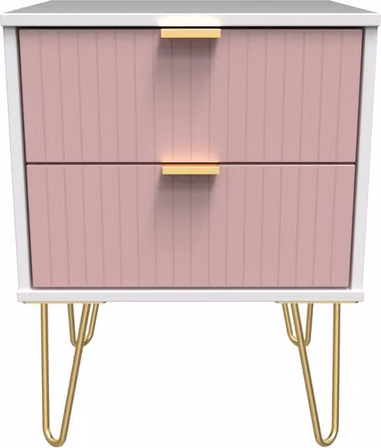 2 U Bexley 2 Drawer Bedside Cabinet in Pink and Gold – 1