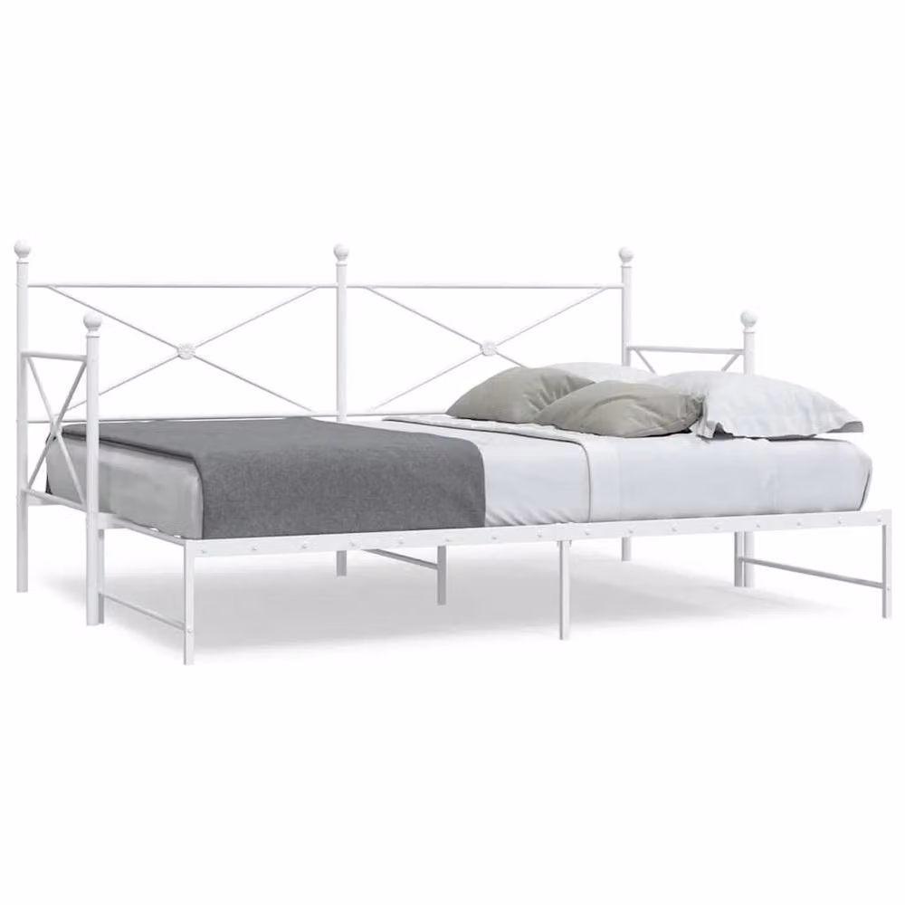 Berkfield Home Durable Metal Daybed with Trundle in White, W/D/H: 208 x 90 x 107 cm – 2