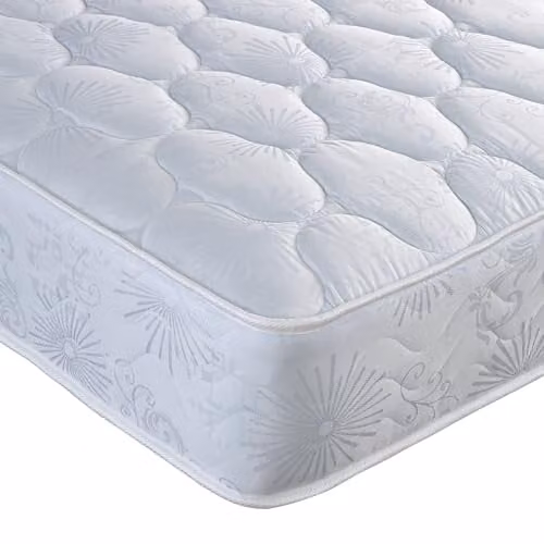 Bedmaster Venice Small Single Bonell Spring Mattress in Blue and White Damask Fabric