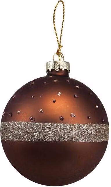 VFM e-Store Oval Glass Christmas Hanging Bauble in Bronze and Gold, W: 10 cm, H: 8 cm – 1