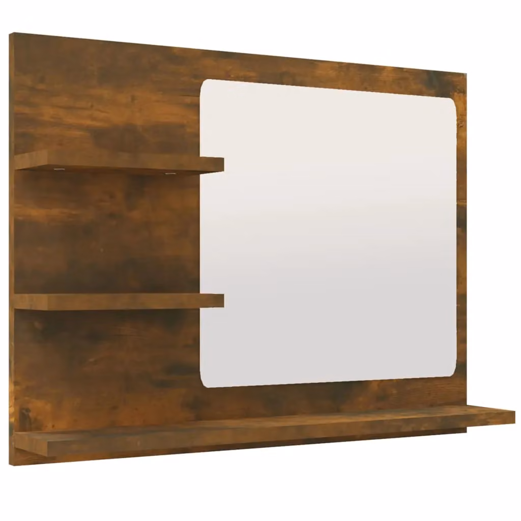 Berkfield Home Bathroom Mirror in Smoked Oak Brown, W: 60 cm, D: 10.5 cm, H: 45 cm – 2