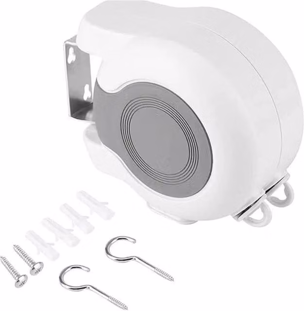 Havendro Retractable Double Washing Line Clothes Reel, White