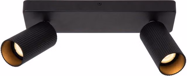 Lucide Clubs Modern Twin Ceiling Spotlight in Black with 2xGU10 LED Lamps – 5