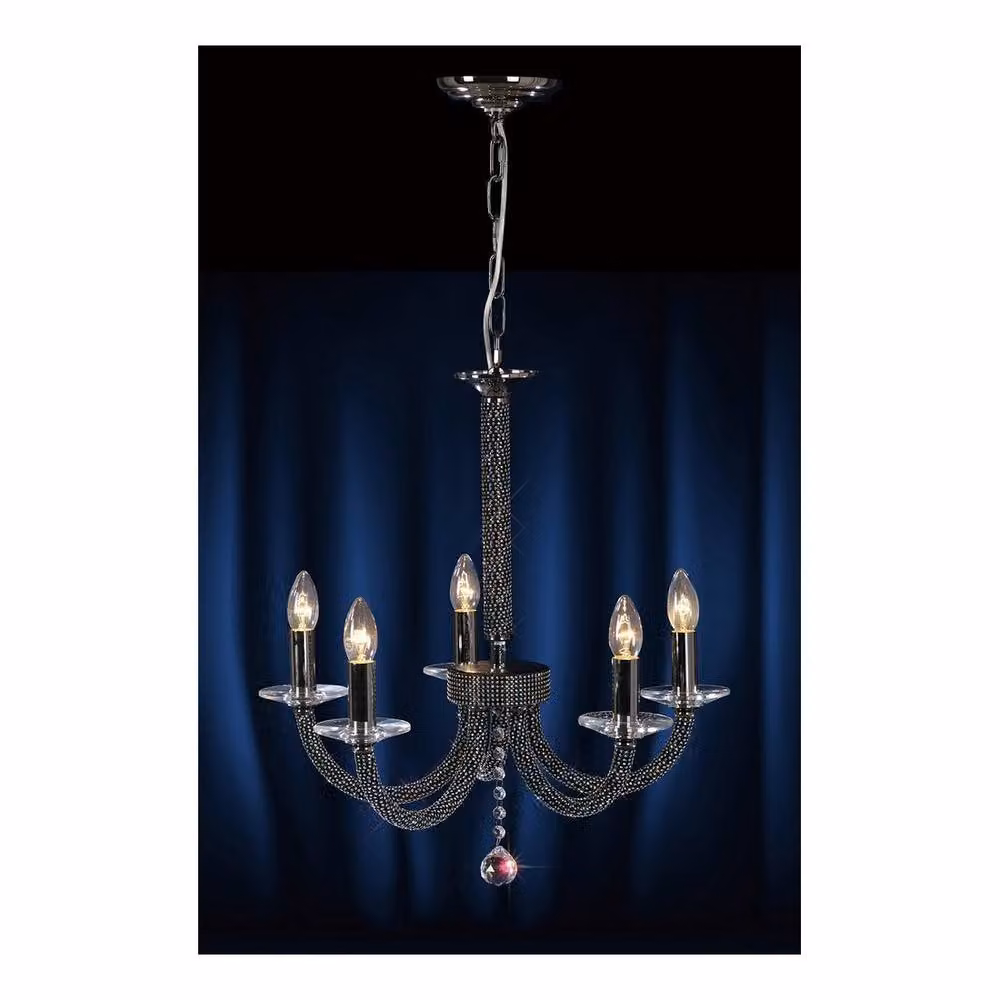 Netlighting Elena 5-Light Ceiling Pendant Chandelier in Black Chrome and Crystal – 2