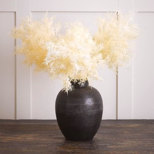 Artificial Single Tall Ivory Flowering Smoke Bush Spray Stem, White, Height: 86 cm