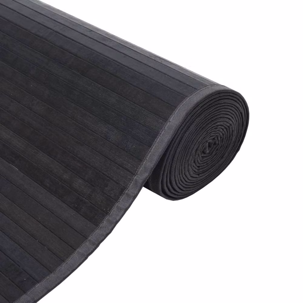 Berkfield Home Rectangular Bamboo Rug in Dark Grey, W: 100 cm, D: 200 cm – 4