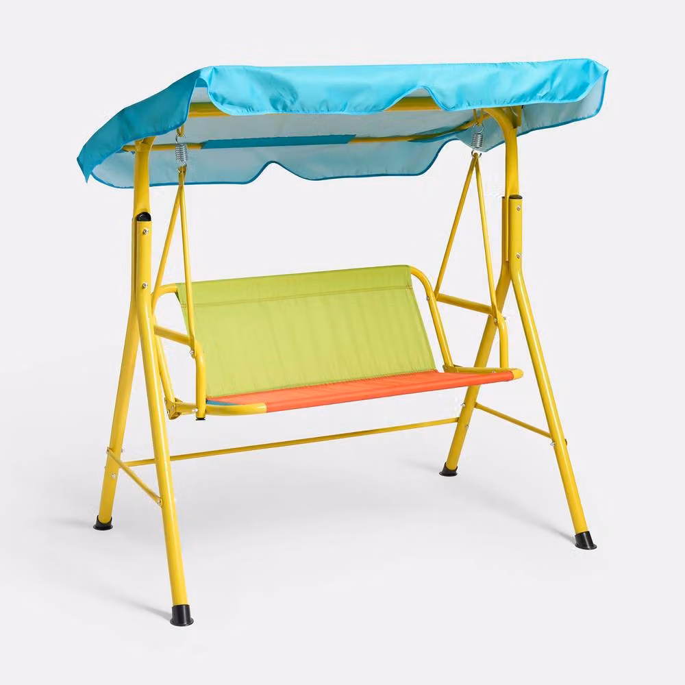 OHS Kids 2 Seater Canopy Garden Swing Bench in Multicolour – 2