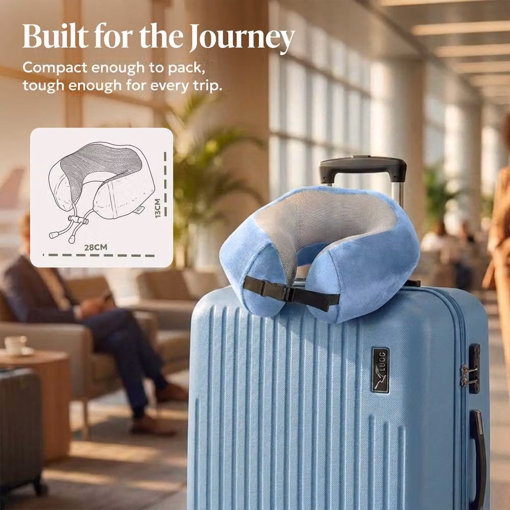 Lugg Memory Foam Travel Pillow with Storage Bag in Light Blue – 4