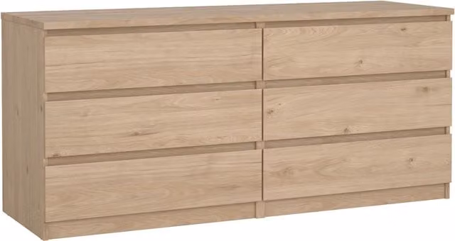 Furniture To Go Naia Wide Chest of 6 Drawers (3+3) in Light Oak – 1