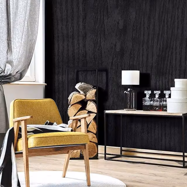 Livingandhome Black Wood Effect Self-adhesive Vinyl Wallpaper Roll