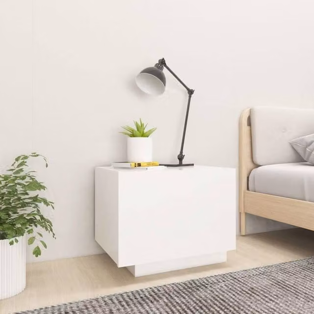 Berkfield Home Decorative White Bedside Cabinet in Engineered Wood W/D/H: 100 x 35 x 40 cm