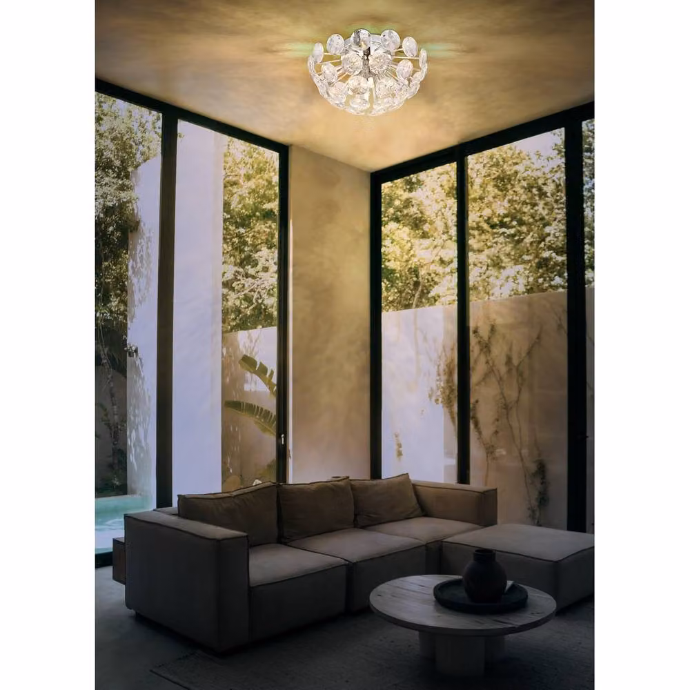 Netlighting Virina Ceiling Light in Chrome with Grey K9 Crystals, Diameter: 39 cm – 2
